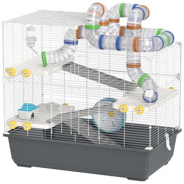 TRUUSK Hamsterkooi 4 Verdiepingen - Loopwiel - Voerbak - Tun, Verzenden, Nieuw