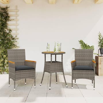 vidaXL 3-delige Tuinset met kussens poly rattan en, Tuin en Terras, Verzenden, Nieuw, 2 zitplaatsen, Tuinset