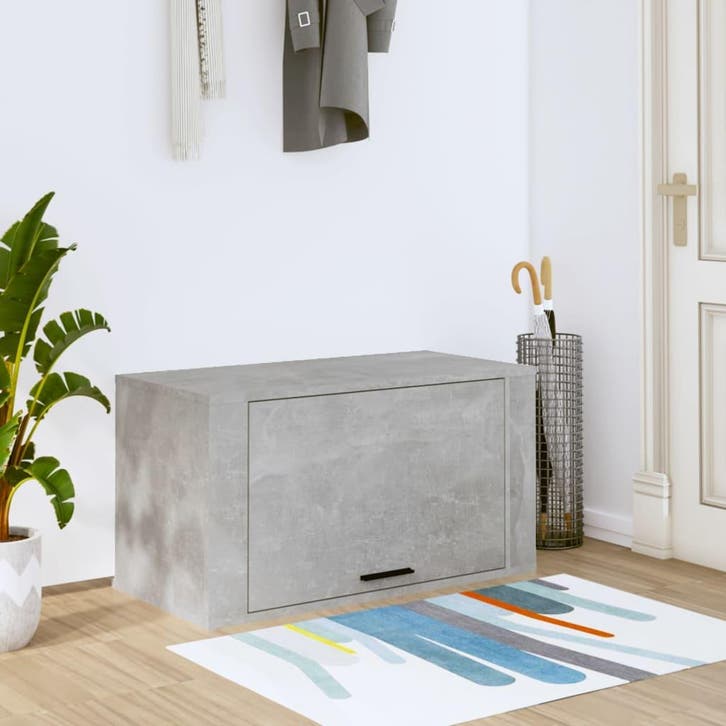vidaXL Wandschoenenkast 70x35x38 cm bewerkt hout betongrijs, Huis en Inrichting, Kasten | Schoenenrekken, Nieuw, Verzenden