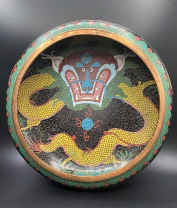 Antiek Chinees cloisonné emaille draakwierookbrandertje uit
