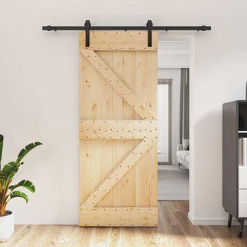 vidaXL Schuifdeur 85 x 210 cm Massief Grenenhout, Verzenden, Nieuw