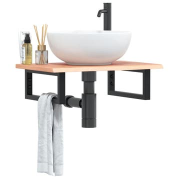 vidaXL Badkamer wandschap staal en massief eikenhout, Verzenden, Nieuw