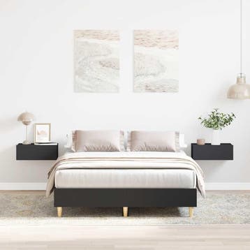 vidaXL Bedframe zonder matras 140x190 cm spaanplaat zwart, Verzenden, Zwart, Hout, Nieuw