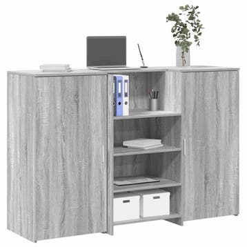 vidaXL Receptiebalie 155x50x103,5 cm bewerkt hout grijs, Verzenden, Nieuw