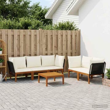 vidaXL 6 st Massief acaciahout & touw Naturel, Verzenden, Nieuw, 6 zitplaatsen