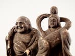 Beelden van Hotei en Benzaiten, de Zeven Geluksgoden - Steen