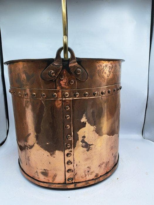 Emmer - Melkemmer - Koper - Aker/Nagelemmer uit 1862, Antiek en Kunst, Antiek | Overige Antiek