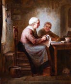 Johannes Helder (1842-1913) - Interieur Tafereel (No