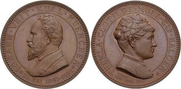 Bronze-medaille 1892 Bayern-muenchen, Stadt, Postzegels en Munten, Penningen en Medailles, Verzenden