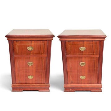 Bijzettafel (2) - Lodewijk XVI - Hout, Messing - Ladekasten