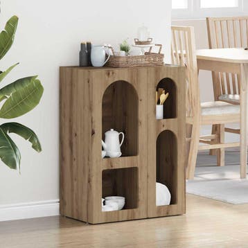 vidaXL Dressoir ELST Artisan Eiken 59 x 35 x 80.5 cm Bewerkt, Verzenden, Nieuw, Overige houtsoorten, Minder dan 50 cm