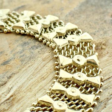 Vintage gouden brede armband (Schakelarmband), Ophalen of Verzenden, Gebruikt, Goud, Goud