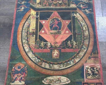 Tibetaanse Vajrayogini mandala thangka - gemalen minerale, Antiek en Kunst