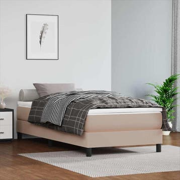 vidaXL Boxspring bed kunstleer cappuccinokleurig 90x200 cm, Overige materialen, 90 cm, Eenpersoons, Bruin