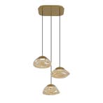 Hotel Chique hanglamp messing met amber glas 3-lichts - Gus, Verzenden, Nieuw, Hotel chique