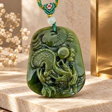 Gecertificeerd - Groene Draak Jadeiet Hanger (groen,