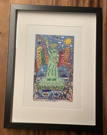 James Rizzi (1950-2011) - The Big Apple is Big on Liberty