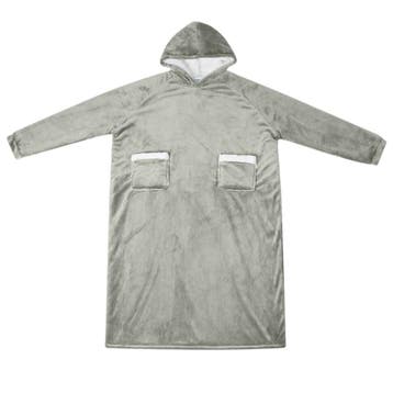 Zachte Fleece Deken hoodie Grijs - Nu 28% goedkoper, Maat 46/48 (XL) of groter, Ophalen of Verzenden, Zo goed als nieuw, Grijs
