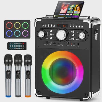 S8-T Karaoke Machine met 3 Draadloze Microfoons - TWS, USB,, Verzenden, Nieuw