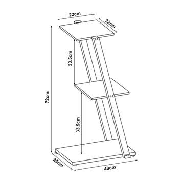 [en.casa] Bijzettafel Rollag met 3 planken 72x40x25 cm zwart, Huis en Inrichting, Kasten | Boekenkasten, Verzenden, Nieuw
