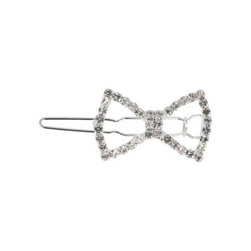 Haarspeld Haarclip 3cm - Strik Strass Steentjes - Zilver, Nieuw
