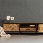 Tv-meubel Mangohout Gwenn 210 cm, Verzenden, Nieuw, Overige houtsoorten, Industriële meubels