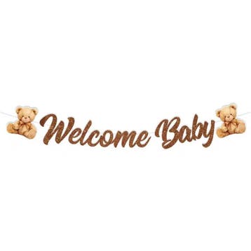 15-delige set Welcome Baby Boy: slingers + beren ballonnen, Ophalen of Verzenden, Nieuw, Versiering, Geboorte of Huwelijk