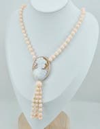 Koraal - Zilver, Verguld - Halsketting - Roze koraal en, Antiek en Kunst, Curiosa en Brocante