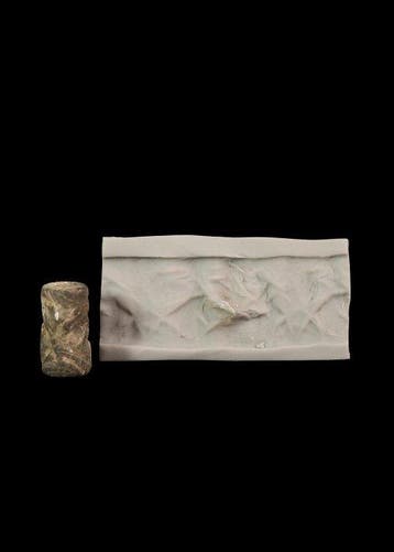 Mesopotamisch Dark Hardstone Cylinder seal (Zonder