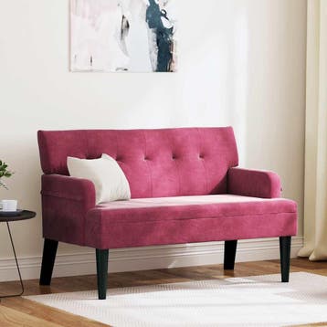 vidaXL Chesterfield Bank Wijnrood 112 x 65,5 x 75 cm Fluweel, Verzenden, Nieuw, Stof, Minder dan 150 cm