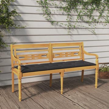 vidaXL Bankje Batavia met antracietkleurig kussen 150 cm, Verzenden, Nieuw, Teakhout