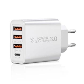 4-Poort Stekkerlader 60W - PD / Quick Charge 3.0 / USB, Verzenden, Nieuw