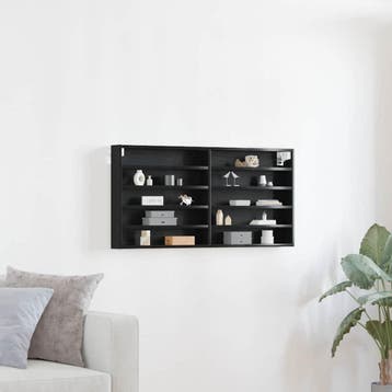 vidaXL Vitrinekast Muurmontage Zwart Eiken 100 x 8,5 x 50 cm, Verzenden, Nieuw