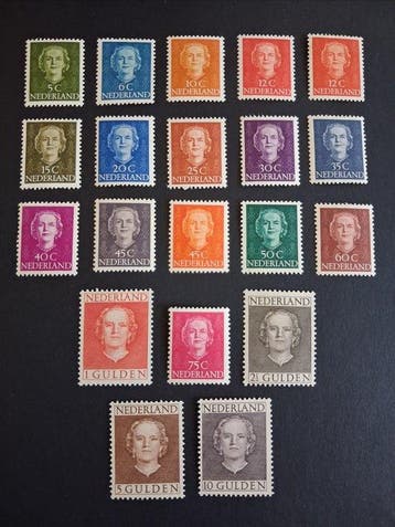 Nederland 1949/1951 - En face , Koningin Juliana postfris -, Gestempeld