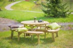 Rockwood® Picknicktafel Rond 1.20m    met 1 rugleuning, Tuin en Terras, Picknicktafels, Ophalen of Verzenden, Nieuw, Rond, Hout