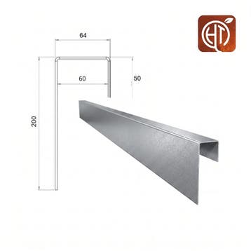 Verzinkt staal u-profiel 100x6,4x20cm, Overige materialen, 100 tot 200 cm, Nieuw, Minder dan 25 cm