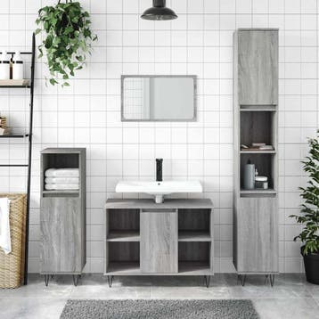 vidaXL Badkamerkast 80x33x60 cm bewerkt hout grijs sonoma, Verzenden, Nieuw