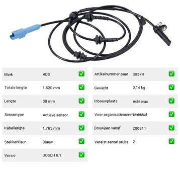 ABS-sensor Citroën C6 2.2 HDi (TD) Van 2006-06 tot 2010-12 -, Verzenden, Nieuw, Citroën