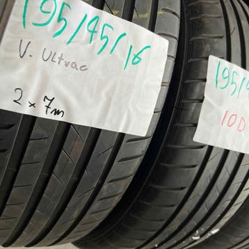 4 x Vredestein Ultrac 195-45-16 Zomerbanden 7mm, Gebruikt, 16 inch, Ophalen of Verzenden, Band(en)
