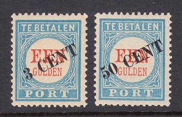 Nederland 1906/1910 - Portzegels opdruk - NVPH P27/P28, Gestempeld