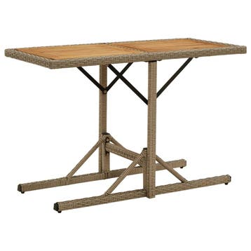 vidaXL Tuintafel massief acaciahout en poly rattan beige, Verzenden, Nieuw