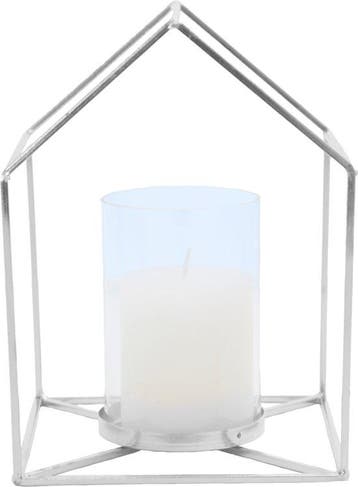 Candle holder House metal white, Verzenden, Nieuw