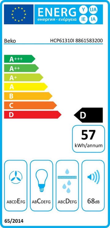 Beko HCP61310I - Wandschouw Afzuigkap, Ophalen of Verzenden, Nieuw
