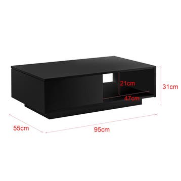 Salontafel Biskra met plank en lade 95x55x31 cm zwart, Huis en Inrichting, Tafels | Salontafels, Verzenden, Nieuw