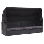vidaXL Loungebank met luifel poly rattan zwart, Verzenden, Nieuw