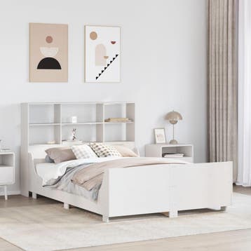 vidaXL Bed met boekenkast zonder matras massief hout wit, Huis en Inrichting, Slaapkamer | Bedden, Verzenden, Wit, 200 cm, 160 cm