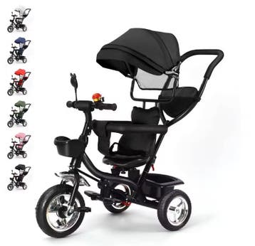 Meegroeifiets 3-in-1 Kinderdriewieler met Duwstang en Mand, Verzenden, Nieuw
