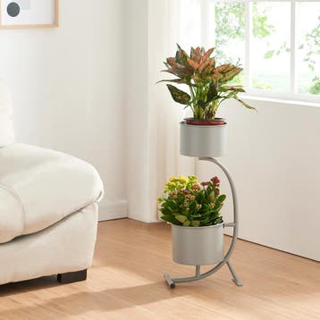 Plantenstandaard Almelo 63x29x21 cm metaal grijs [en.casa], Verzenden, Nieuw