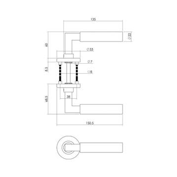 Intersteel Deurkruk Baustil op rozet met, Verzenden, Nieuw