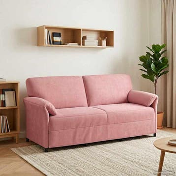 vidaXL 3-Zits Bank Roze 198 x 83 x 95 cm Fluweel, Huis en Inrichting, Banken | Bankstellen, Verzenden, Minder dan 150 cm, Stof